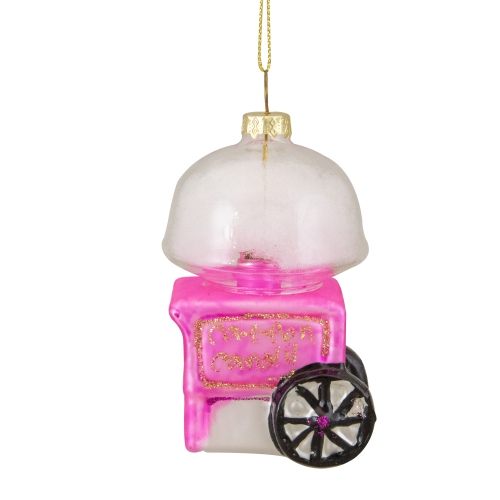 3.25" Pink, White, and Gold Cotton Candy Machine Glass Christmas Ornament