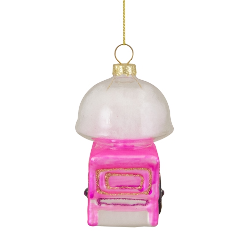 3.25" Pink, White, and Gold Cotton Candy Machine Glass Christmas Ornament