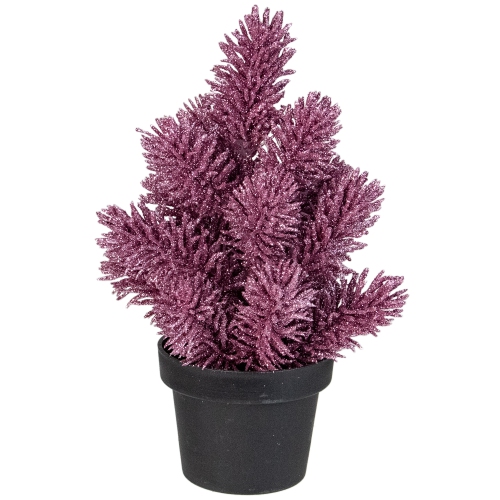 NORTHLIGHT  8.5" Potted Metallic Glitter Artificial Pine Christmas Tree - Unlit In Pink