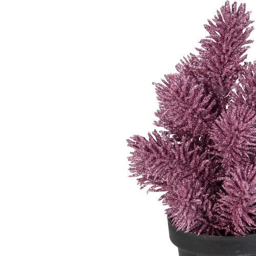 8.5" Pink Potted Metallic Glitter Artificial Pine Christmas Tree - Unlit