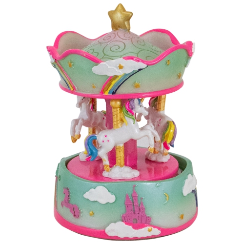 6.5" Children's Rainbow Rotating Unicorn Musical Carousel