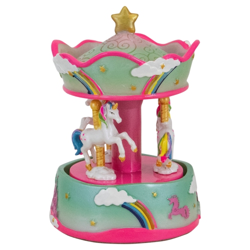 6.5" Children's Rainbow Rotating Unicorn Musical Carousel