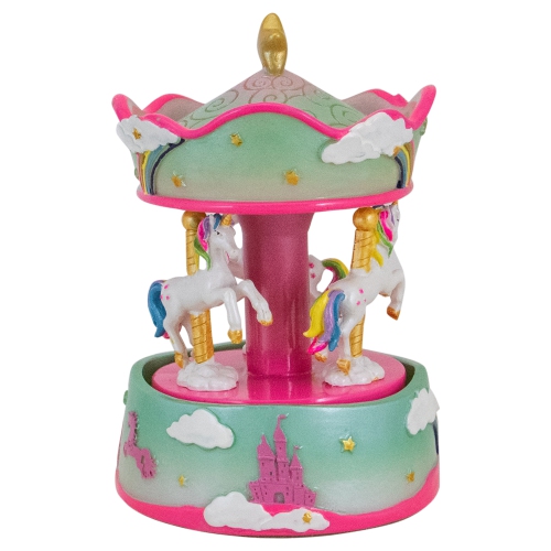6.5" Children's Rainbow Rotating Unicorn Musical Carousel