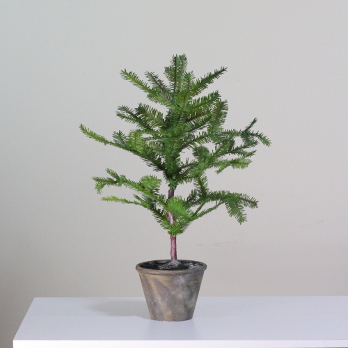 22" Green Artificial Mini Pine Tree in Paper Mache Pot