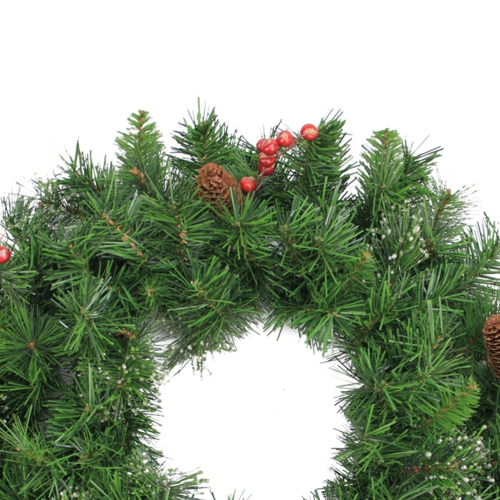 Iced Mixed Pine and Berry with Pine Cone Artificial Christmas Wreath - 24-Inch, Unlit