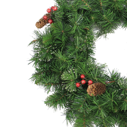 Iced Mixed Pine and Berry with Pine Cone Artificial Christmas Wreath - 24-Inch, Unlit