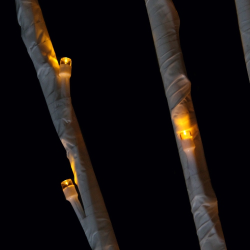 Set of 6 Enchanted Garden LED Yellow Lighted Branch Spray Driveway Pathway Markers 4'