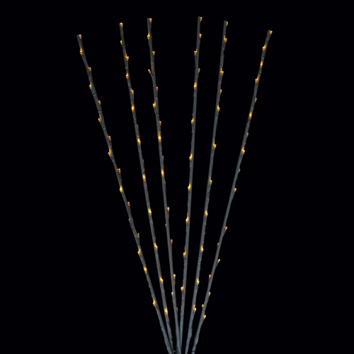 Set of 6 Enchanted Garden LED Yellow Lighted Branch Spray Driveway Pathway Markers 4'