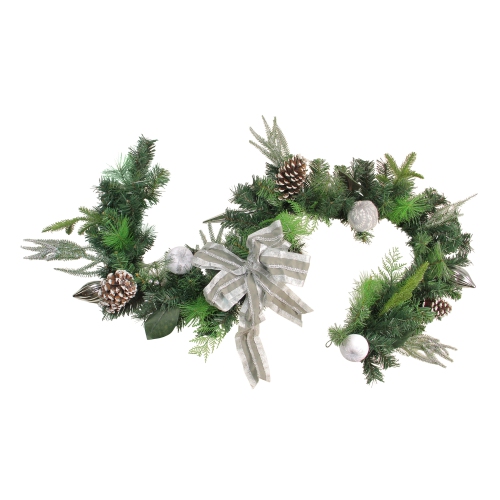 NORTHLIGHT  6' X 11" Bow And Pine Cone Artificial Christmas Garland - Unlit