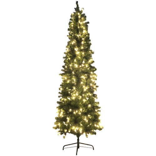 NORTHLIGHT  7.5' Pre-Lit Hazelton Spruce Pencil Artificial Christmas Tree, Clear Lights