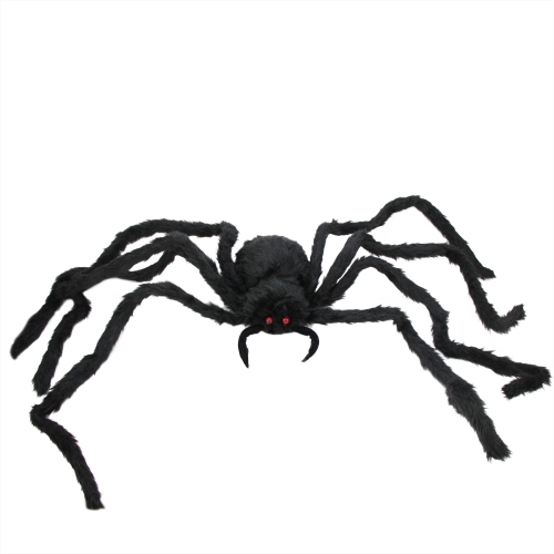 44" Battery Operated LED Lighted Creepy Black Spider Halloween Decoration