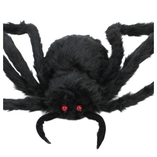 44" Battery Operated LED Lighted Creepy Black Spider Halloween Decoration