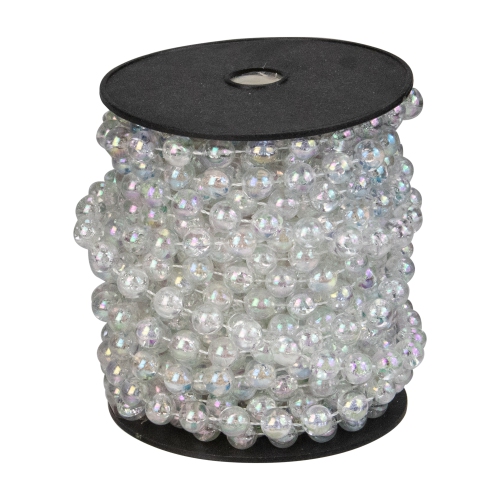 33' x 0.25" Shiny Clear Iridescent Beaded Artificial Christmas Garland - Unlit