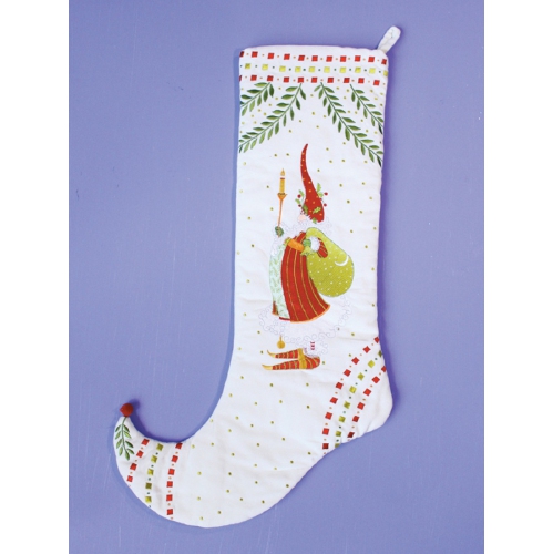 29" White and Red Santa Claus Holding a Candlestick Christmas Stocking