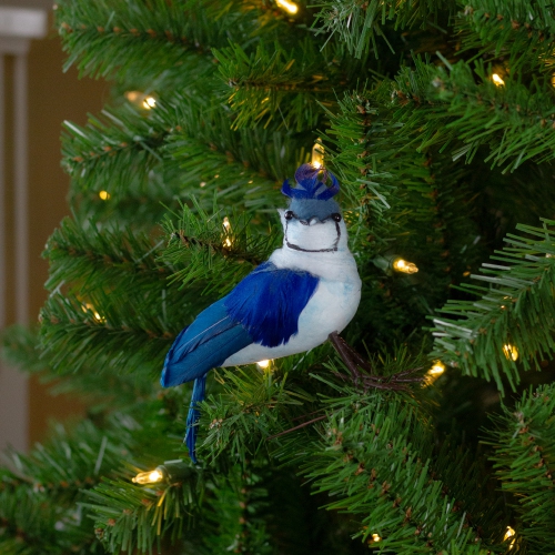 Décoration de Noël à pince geai bleu et blanc de 4.5 po