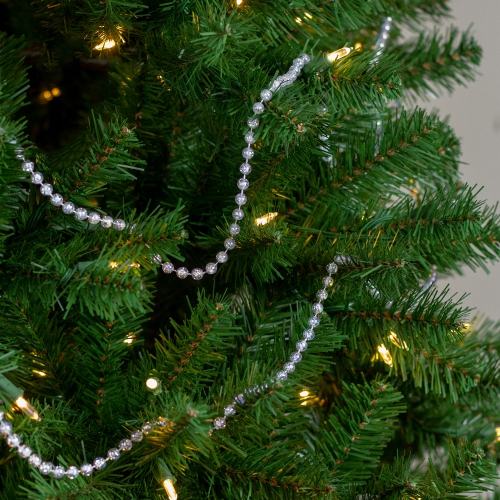 33' x 0.25" Clear Iridescent Beaded Artificial Christmas Garland - Unlit