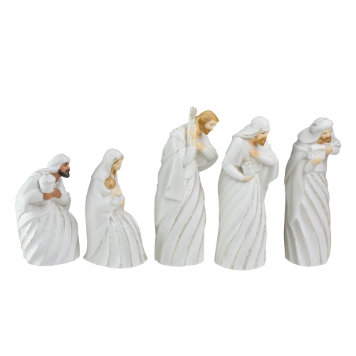 5pc Good Tidings Holy Family & Wise Men Porcelain Christmas Nativity Figure Set