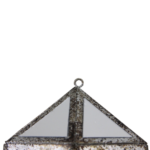 10.5" Silver and Clear Mirrored Geometric Framed Drop Christmas Ornament