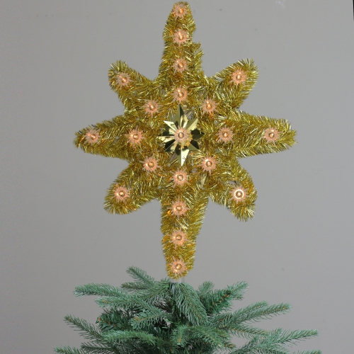 21" Gold Star of Bethlehem Christmas Tree Topper - Clear Lights