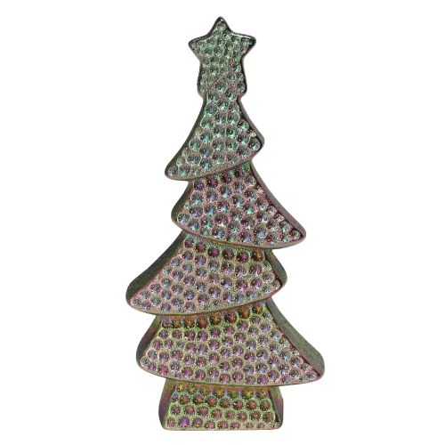 NORTHLIGHT  7.25" Iridescent Rainbow Bohemian Christmas Tree Table Top Decoration