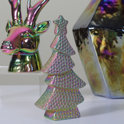 7.25" Iridescent Rainbow Bohemian Christmas Tree Table Top Decoration