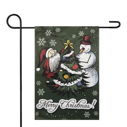 NORTHLIGHT  Merry Christmas Santa And A Snowman Garden Flag 12.5" X 18"