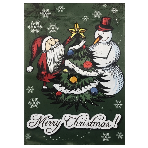 Merry Christmas Santa and a Snowman Garden Flag 12.5" x 18"