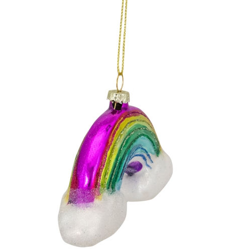 4.75" Glass Rainbow and Clouds Christmas Ornament