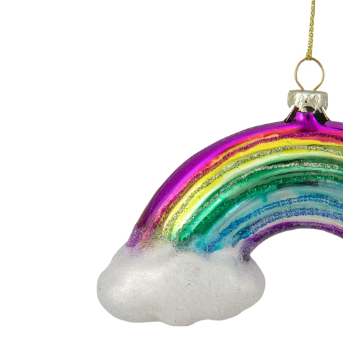 4.75" Glass Rainbow and Clouds Christmas Ornament