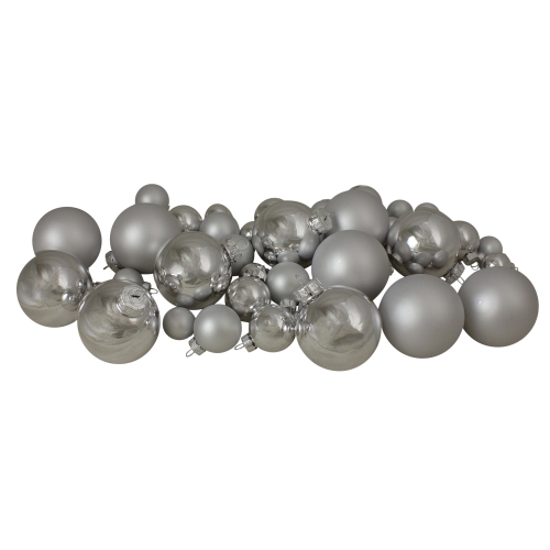 NORTHLIGHT  40Ct Shiny And Matte Glass Ball Christmas Ornaments 2.5" In Silver Great set of varying sizes and colors