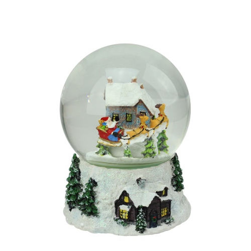 6.75" Musical and Animated Santa and Reindeer Rotating Christmas Water Globe