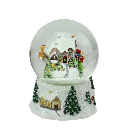 6.75" Musical and Animated Santa and Reindeer Rotating Christmas Water Globe