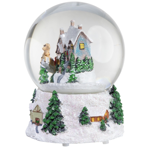 6.75" Musical and Animated Santa and Reindeer Rotating Christmas Water Globe