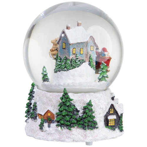6.75" Musical and Animated Santa and Reindeer Rotating Christmas Water Globe