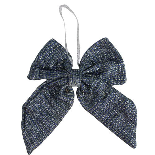 5.25" Blue Small Double Loop Christmas Bow Wall Decor