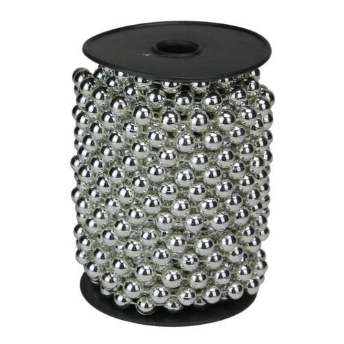 33' Shiny Silver Round Beaded Christmas Garland - Unlit