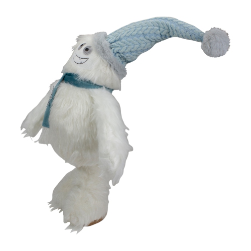 23-Inch Plush White and Blue Standing Tabletop Yeti Christmas Figure