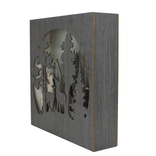 13.75" Glittered Winter Woodland Deer Christmas Shadow Box Table Decoration