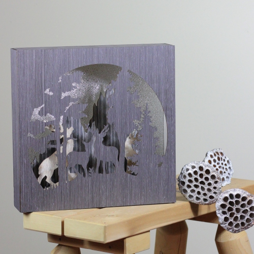 13.75" Glittered Winter Woodland Deer Christmas Shadow Box Table Decoration