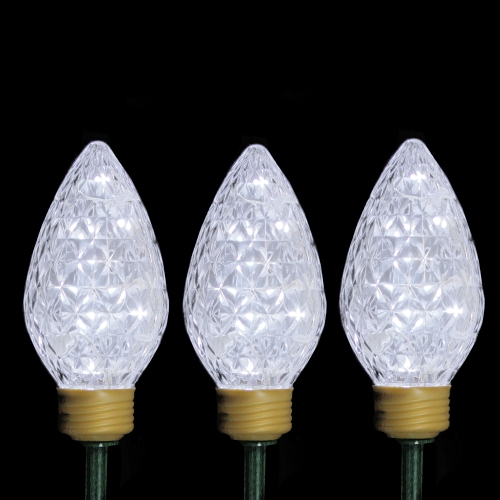Set of 3 Lighted LED C9 Bulb Christmas Pathway Marker Lawn Stakes - Clear Lights