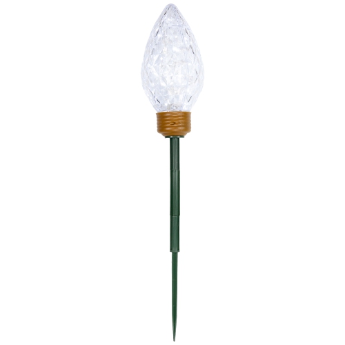 Set of 3 Lighted LED C9 Bulb Christmas Pathway Marker Lawn Stakes - Clear Lights