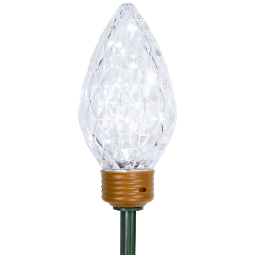 Set of 3 Lighted LED C9 Bulb Christmas Pathway Marker Lawn Stakes - Clear Lights