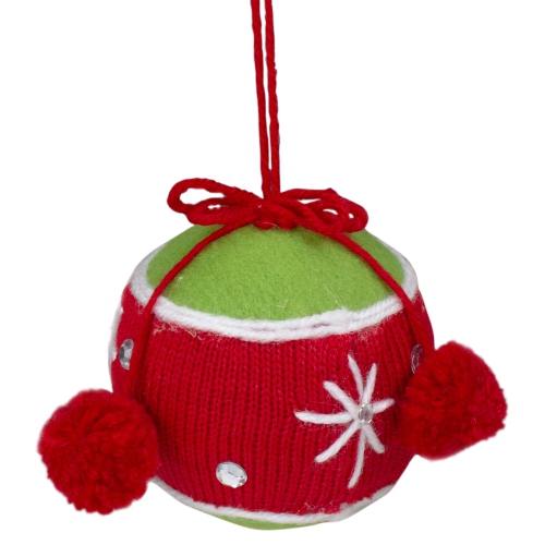 TII COLLECTIONS  5.5" And Green With Snowflakes Christmas Tree Ornament In Red