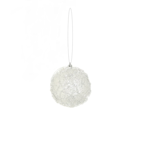 SELECT ARTIFICIALS  Glittered Clear And Shatterproof Christmas Ball Ornament 4" (100Mm) In Silver