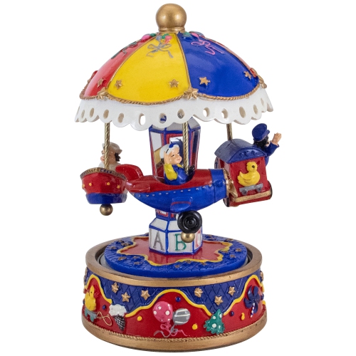 7.5" Children's Rotating Boat, Plane and Train Musical Carousel