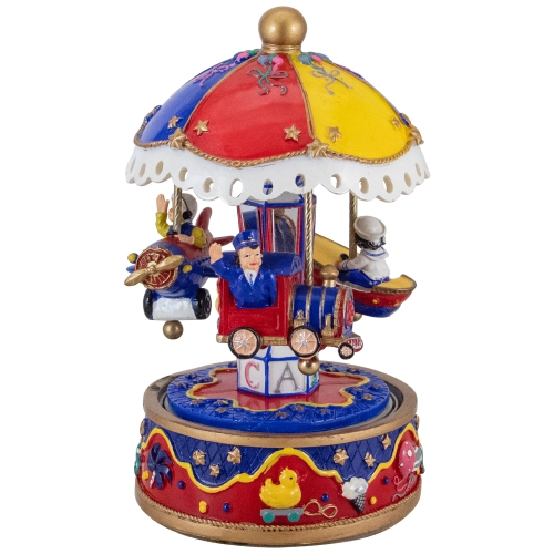 7.5" Children's Rotating Boat, Plane and Train Musical Carousel