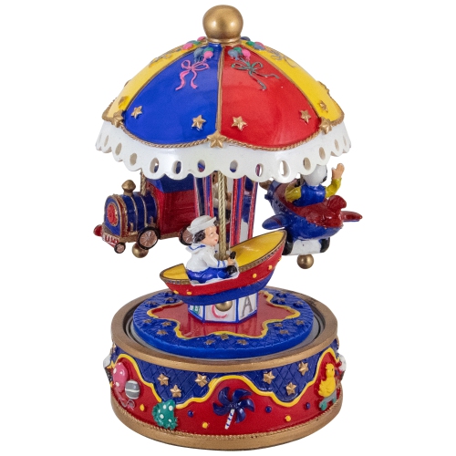 7.5" Children's Rotating Boat, Plane and Train Musical Carousel