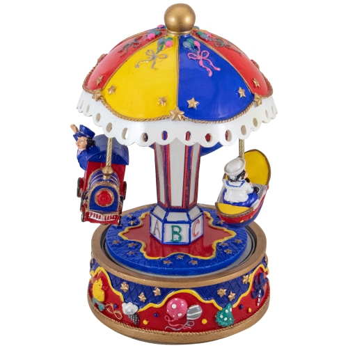 7.5" Children's Rotating Boat, Plane and Train Musical Carousel