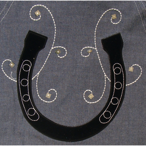 48" Wild West Denim Christmas Tree Skirt with Embroidered Stars and Horseshoes