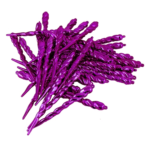 36ct Purple Shatterproof Icicle Christmas Ornaments 5"
